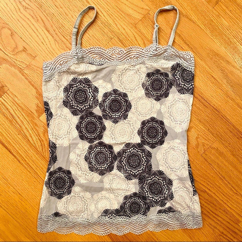 Ann Taylor Abstract Floral Blue Lace Cami Camisole XS